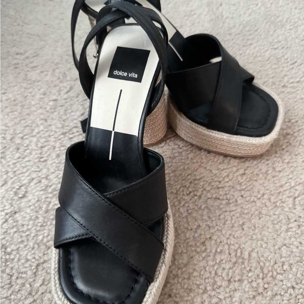 Dolce Vita Black Espadrille Shoes with Chunky Platform